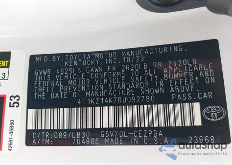 2024 Toyota Camry Xse V6 from USA, damaged, VIN 4T1KZ1AK7RU092780